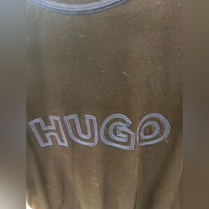 HUGO Black Tee with Blue Accents